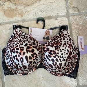 Leopard Plunge Push Up Bra Various Plus Sizes 40DD, 44DD, 46DD Lace, Wire